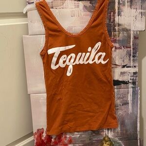 Tequila Graphic Orange Tank Top